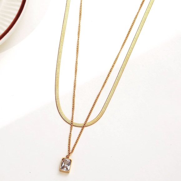 n e w | 14k gold filled flat herringbone multi layered necklace - Picture 2 of 4